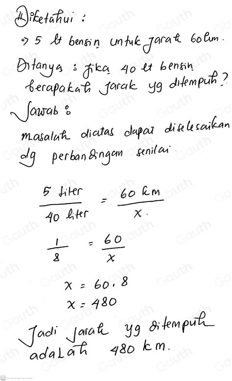 Solved Sebuah Mobil Memerlukan Liter Bensin Untuk Menempuh Jarak