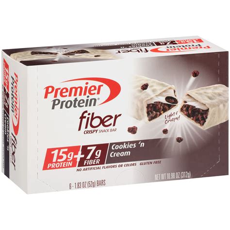 Premier Protein Fiber Bar 15 Grams Of Protein Cookies And Cream 1 83 Oz 6 Ct