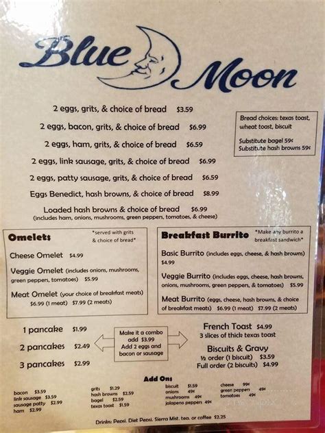 Menu Of Blue Moon Bar And Grill In Lynn Haven Fl 32444