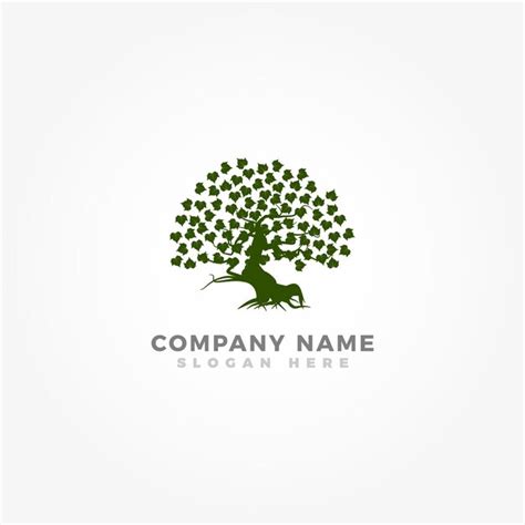 Plantilla de logotipo de árbol de roble para negocios Vector Premium