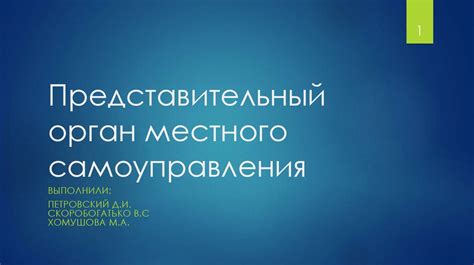 Представительный орган местного самоуправления - презентация онлайн