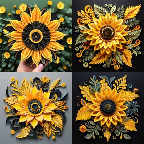 Sunflower Quilling Art Midjourney Prompt Promptalot