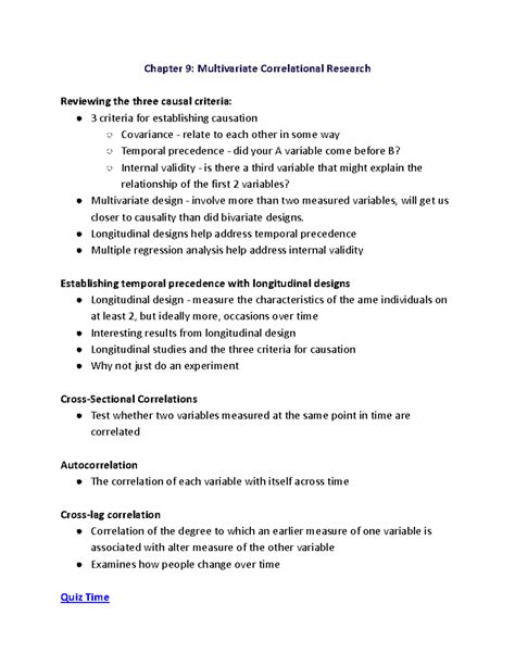 PSY 301 Notes Pt 2 Chapter 9 Multivariate Correlational Research