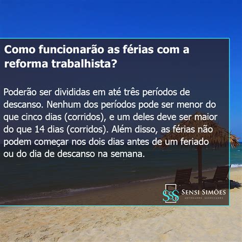 Como Funcionarão As Férias Com A Reforma Trabalhista Sensi Simões