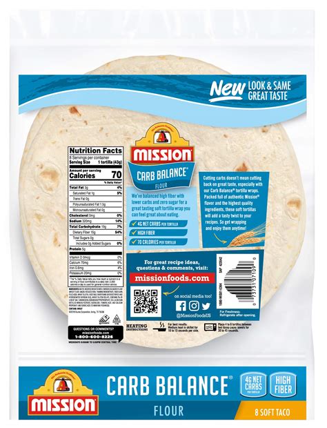 Mission Carb Balance Soft Taco Flour Tortillas Low Carb Keto High