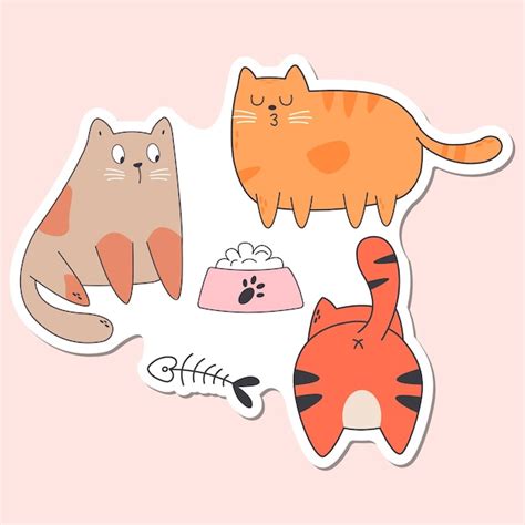 Dibujar Colecci N Pegatinas Gato Doodle Dibujos Animados Estilo Vector