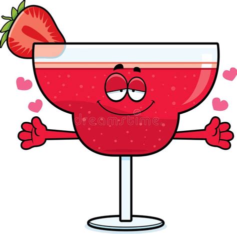 Strawberry Daiquiri Cocktail Flat Style Colorful Cartoon Vector