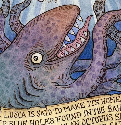 Lusca Sea Monster Cryptozoology Art Print | Etsy