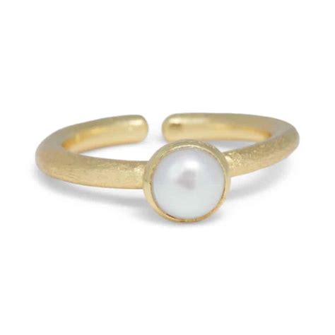 Pure By Nat Fingerring Med Lille Sten Pearl Guldbelagt Butik Friis