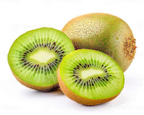 Ai Generated Whole Kiwifruit With Slice Isolated On White Background