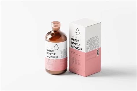 Syrup Bottle And Box Mockups Mockup Free