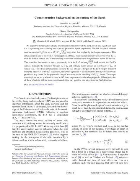 PDF Cosmic Neutrino Background On The Surface Of The Earth