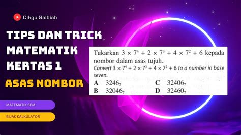 Tips Dan Trick Matematik Kertas Asas Nombor Youtube