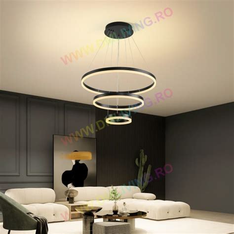 Lustr Led Circular Elegant Negru Dm Bk Design Raffinat