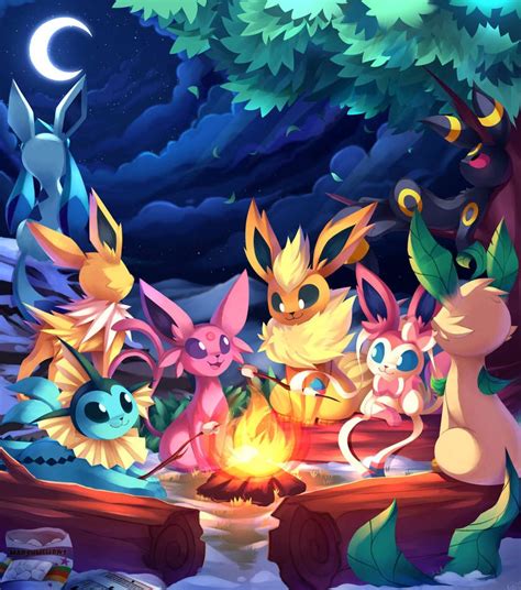 Campfire by Kaleido-Art | Eevee wallpaper, Pokemon eevee evolutions, Cute pokemon wallpaper