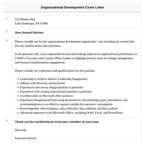 Organizational Development Cover Letter Velvet Jobs