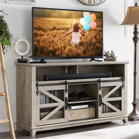 Tv Stand For 65 Inch Tv Industrial And Farmhouse Media Entertainment Center Wsliding Barn Door