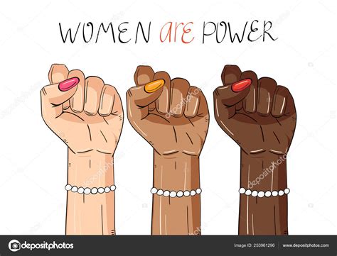 Womens Hands Fists Raised Concept Equality Girls Power Womens Strength