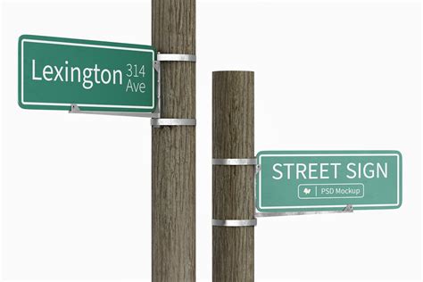 Street Sign Brackets PSD Mockup, Front View – Original Mockups