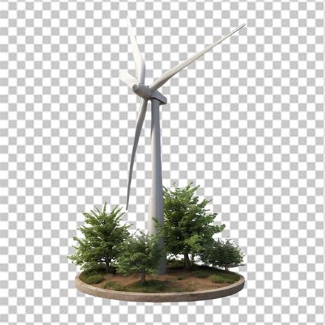 Wind Turbine On White Background Premium Ai Generated Psd