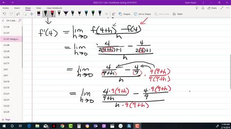 Find Limit Of Difference Quotient And Tangent Line For Rational