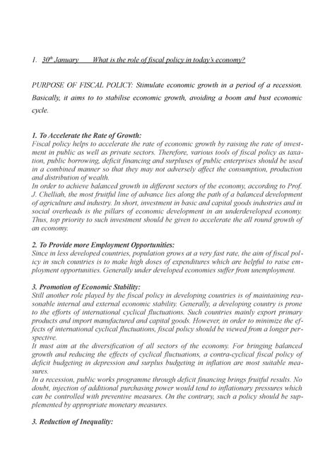 Lecture Notes On Fiscal Policy Th January What Is The Role Of