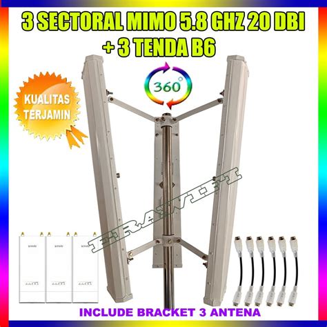 Jual Paket Antena Sectoral GNET Mimo 20 DBi 5 8 GHz Plus 3 Radio Tenda