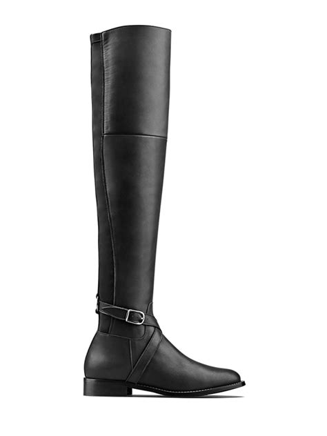 Haltham Tall Knee High Boots In Black Leather Narrow Calf Boots