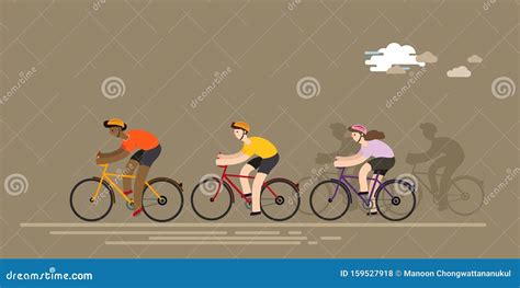 Groep Fietsers Die Fietsen Vector Illustratie Illustration Of Racen