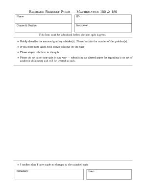 Fillable Online Math Ubc Regrade Request Form Mathematics