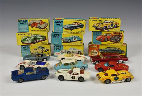 Lot Corgi Toys Nine Boxed Cars Playworn