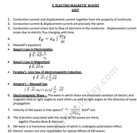 Cbse Class 12 Physics Electromagnetic Waves Notes Set B