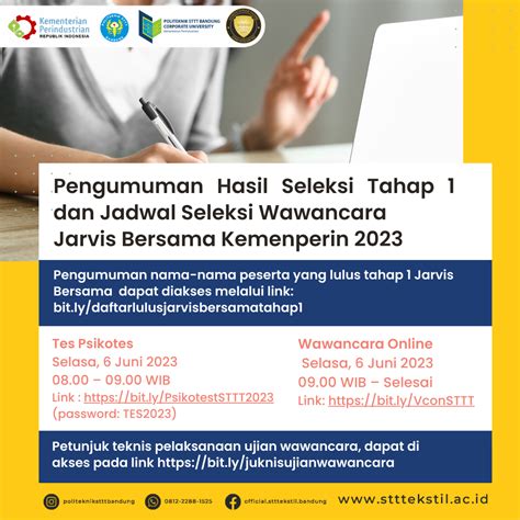 Pengumuman Hasil Seleksi Tahap 1 Dan Jadwal Seleksi Wawancara Jarvis