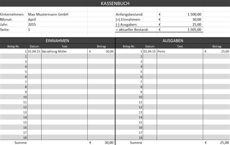 Kassenbuch F Hren Pflicht Anleitung Beispiel