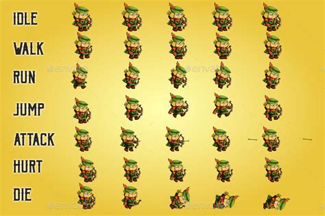 Archer 2d Game Character Sprite Sheet Game Assets Graphicriver