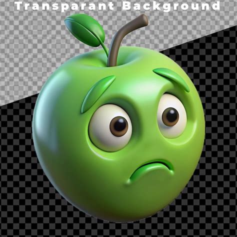 Premium Psd A Green Apple With A Face