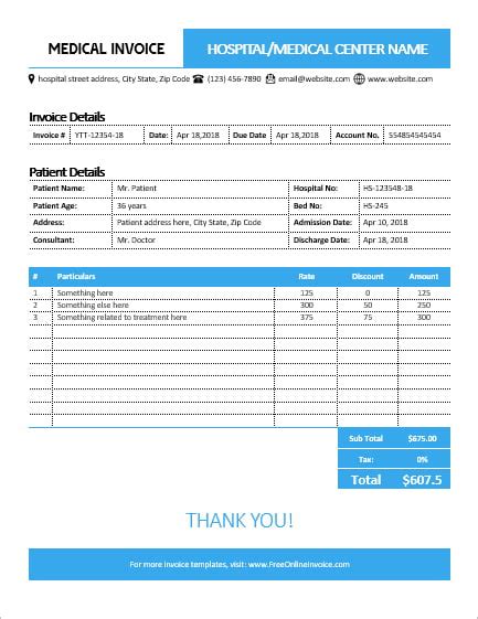 Free Editable Medical Invoice Template For Microsoft Word Hot Sex Picture