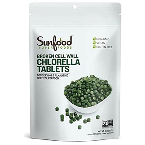 Sunfood Superfoods Organic Chlorella Tablets Chlorophyll Green