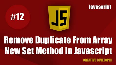 Remove Duplicate Value From Array New Set Method In Javascript