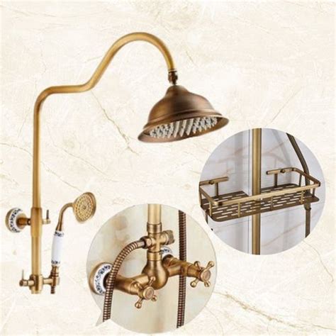 Chuveiro Ducha Vintage Retr Misturador Bronze C Porcelana R