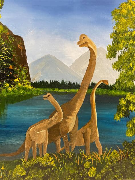 Dinosaur Painting Dinosaur Wall Art Dinosaur Decor Etsy