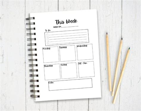 Printable Weekly Planning Sheet Black And White Minimalistic