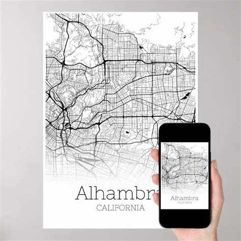 Alhambra Map - California - City Map Poster | Zazzle