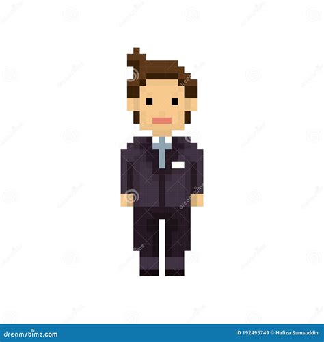 Pixel Art Man Vector Illustration Decorative Design Stock Vector