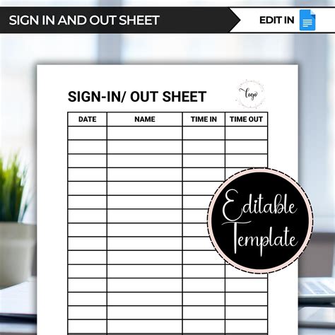 Google Docs Sign In Sheet Template Sign In Sheet With Time Printable