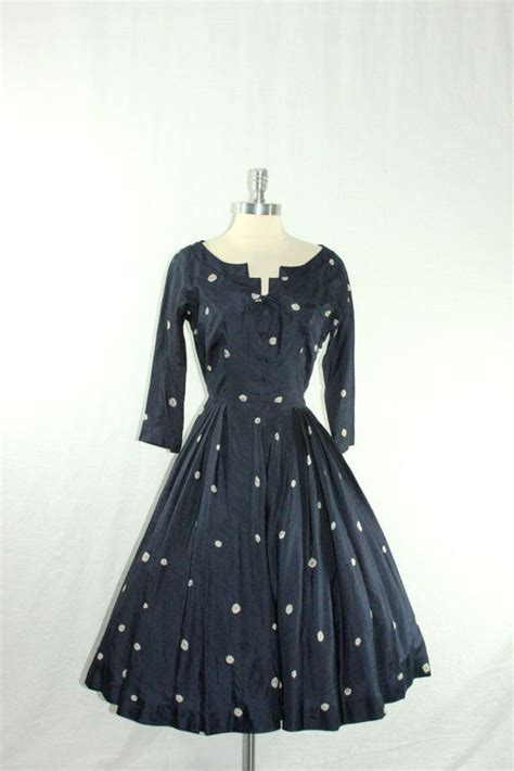 1940s Dress Vintage Womens Navy Blue Silk With Etsy Vintage