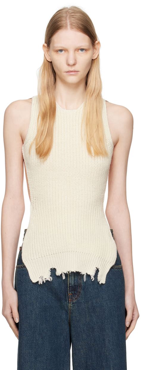 Off White Open Back Tank Top By MM6 Maison Margiela On Sale