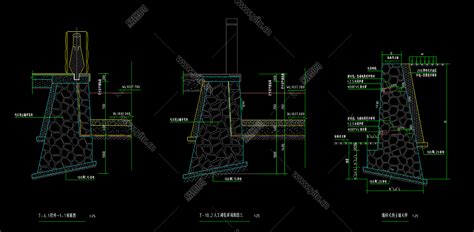 毛石挡土墙结构施工图，土墙cad图纸下载 易图网