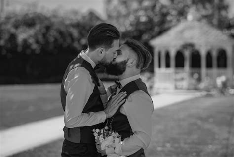 Premium Photo Gays Kissing Gay Wedding Closeup Male Kiss