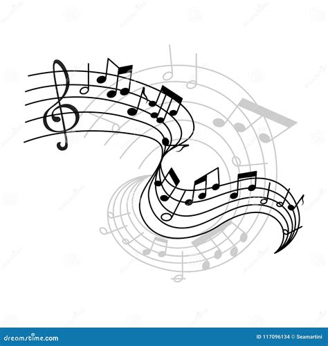 Vector Music Notes on Staff Icon Stock Vector - Illustration of ...